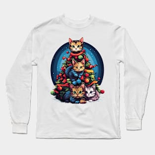 Cat Christmas Tree Long Sleeve T-Shirt